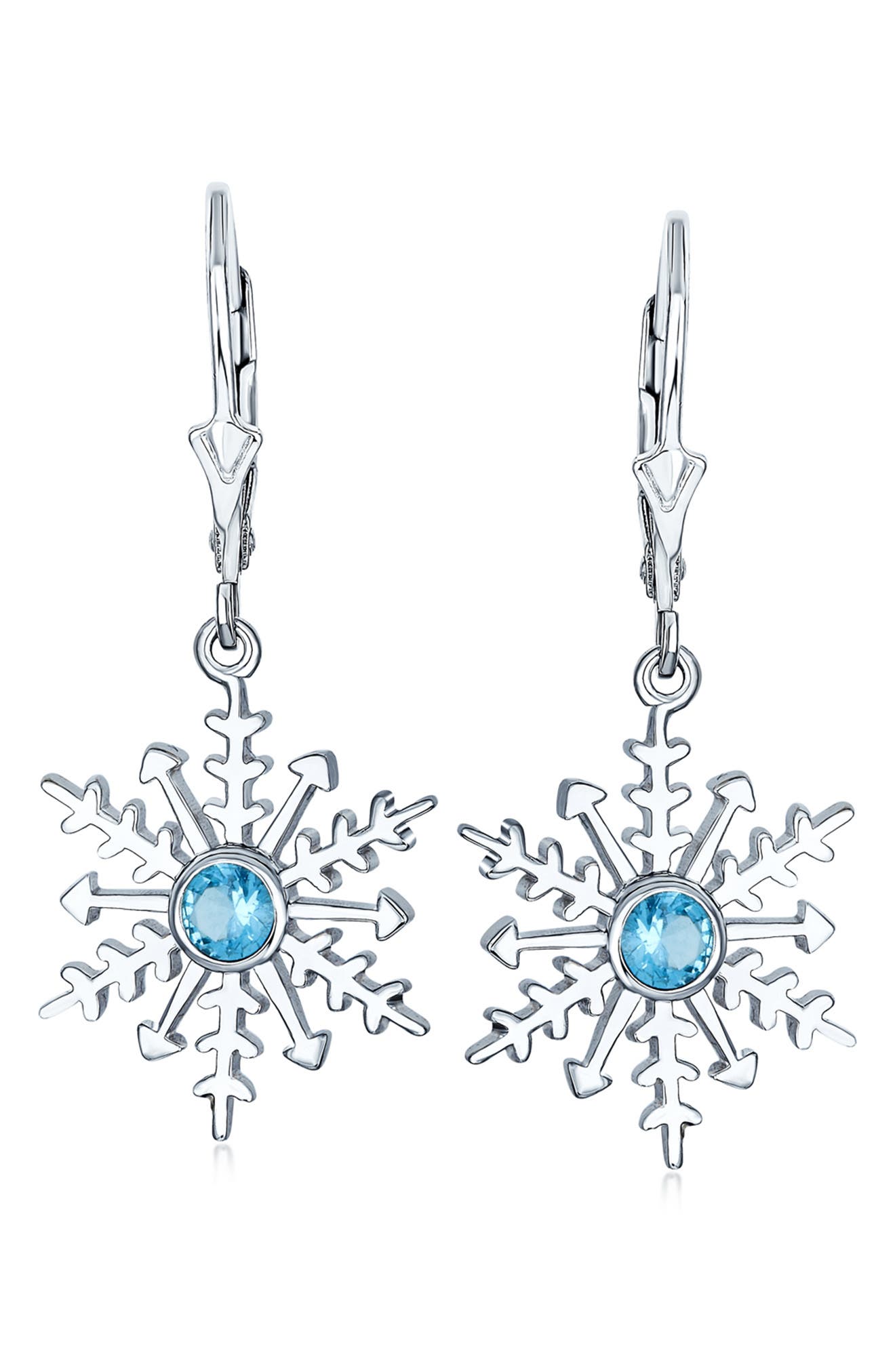 BLING JEWELRY Sterling Silver CZ Snowflake Earrings