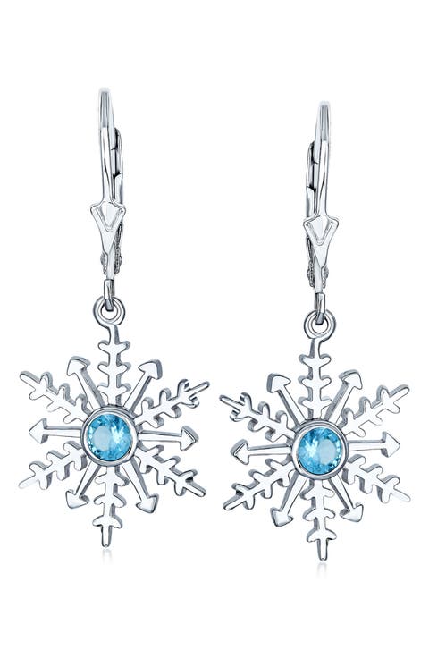 Sterling Silver CZ Snowflake Earrings