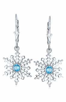 BLING JEWELRY Sterling Silver CZ Snowflake Earrings