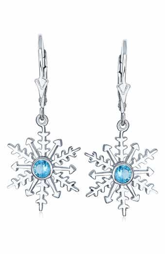 BLING JEWELRY Sterling Silver CZ Snowflake Earrings