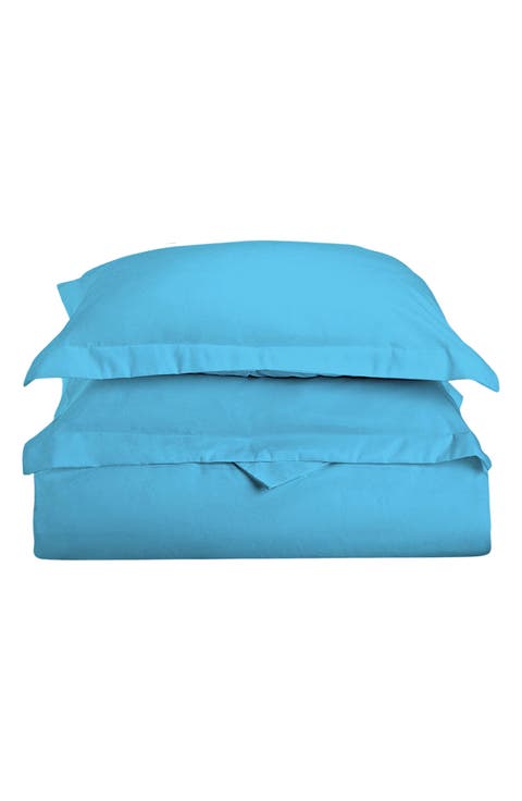 Solid Sky Blue Microfiber Duvet Cover Set