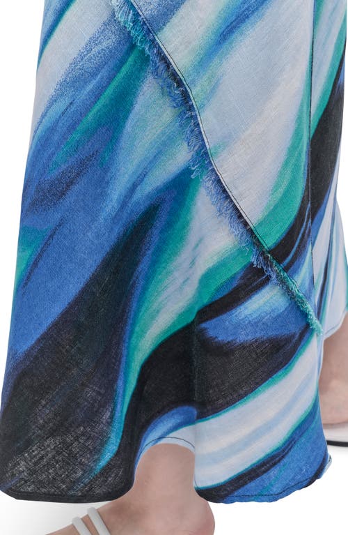 Dkny Print Fray Linen Maxi Skirt In Multi