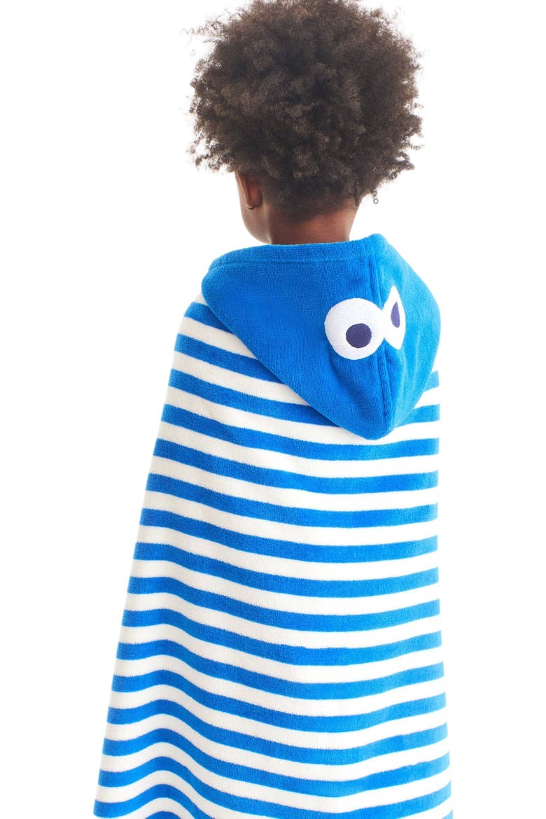 Kids Sesame Street Hoodie Towel, Alternate, color, Blueberry White Stripe