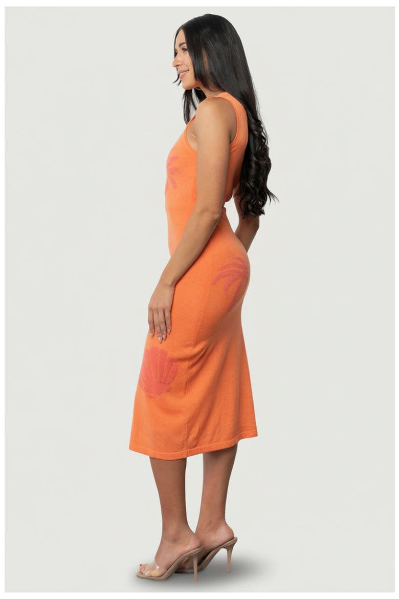 Raquel Knit Midi Dress, Alternate, color, Orange and Pink Print