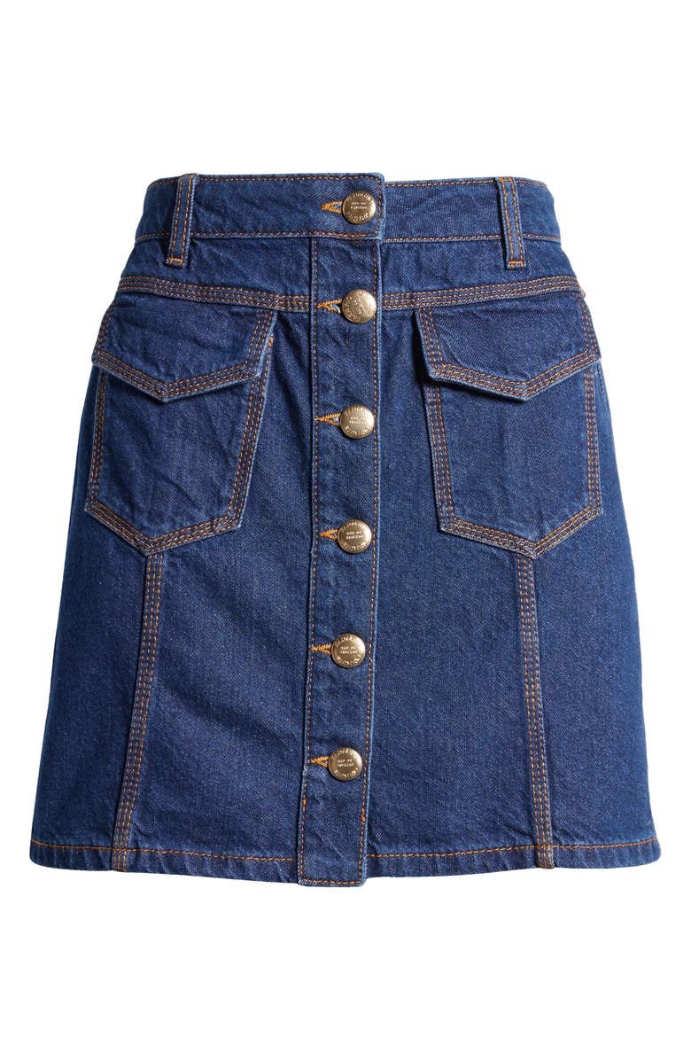 FARM Rio High Waist Denim Skirt, Alternate, color, Denim