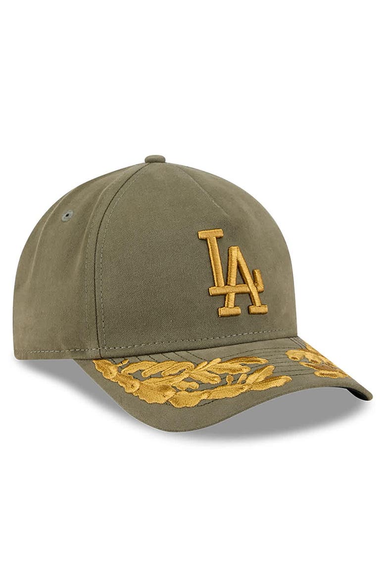 Men's New Era x Alpha Industries  Olive Los Angeles Dodgers A-Frame 9FORTY Adjustable Hat, Alternate, color, Olive