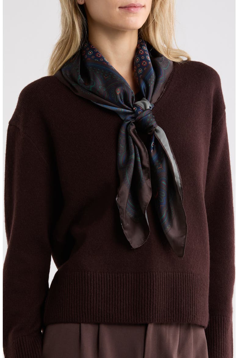 Foulard Printed Scarf, Main, color, CHOCOLATE