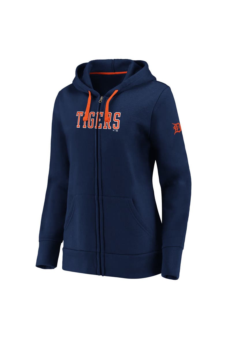 Women's Fanatics Branded Navy Detroit Tigers Primary Logo Team Block Full-Zip Hoodie, Alternate, color, Navy
