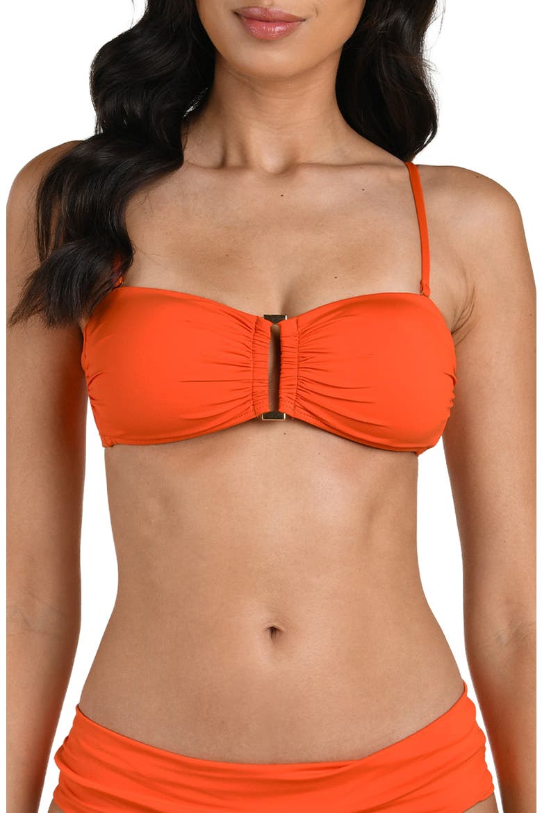 Island Goddess Bandeau Bikini Top, Alternate, color, TANGELO