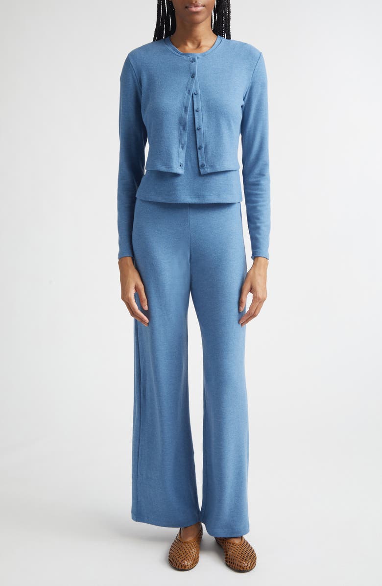 LESET Lauren Wide Leg Knit Pants, Alternate, color, Bleuet Melange