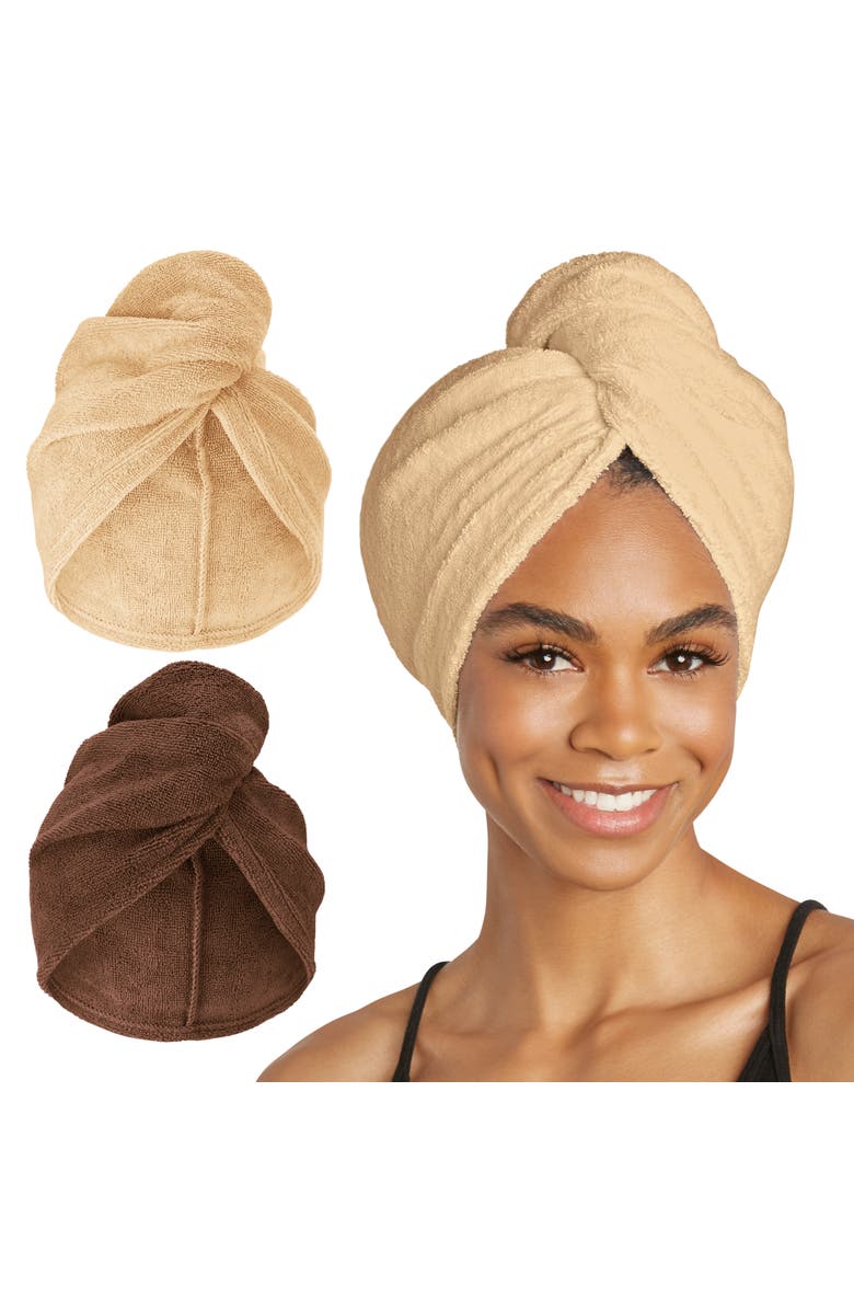 TURBIE TWIST 2 Pack Microfiber Hair Towel for Straight, Wavy, Curly Hair, Main, color, Tonal