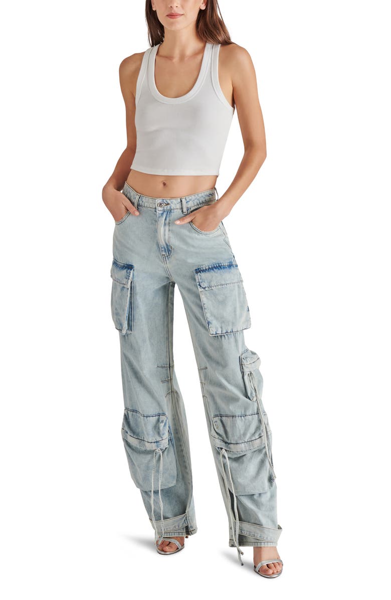 Steve Madden Duo Cargo Jeans, Alternate, color, Light Blue