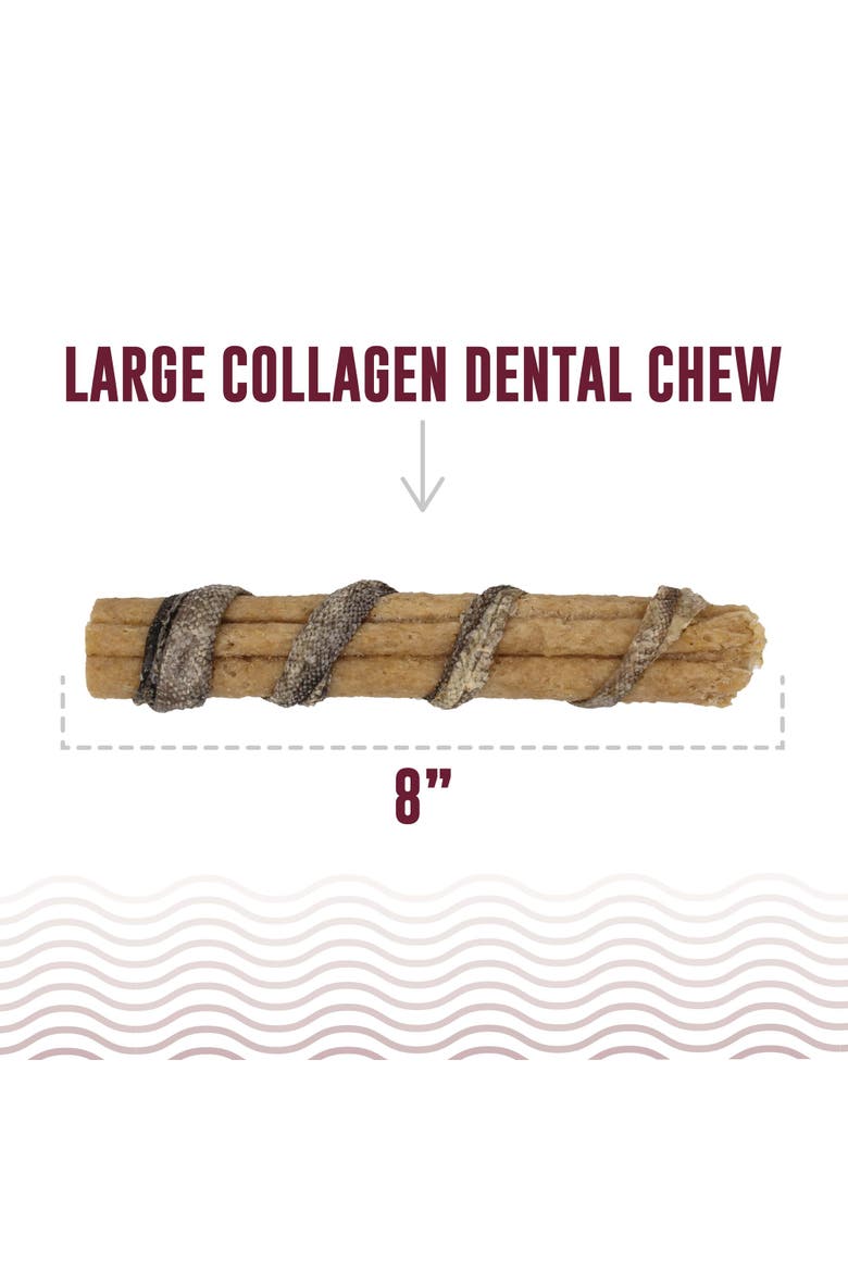 Collagen Dental Chew Beef & Cod Skin - 18 Pack - 8" Dog Treat Stick, Alternate, color, Multicolored