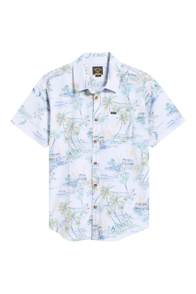 Eldora Tropical Print Short Sleeve Performance Button-Up Shirt, Main, color, WHITE