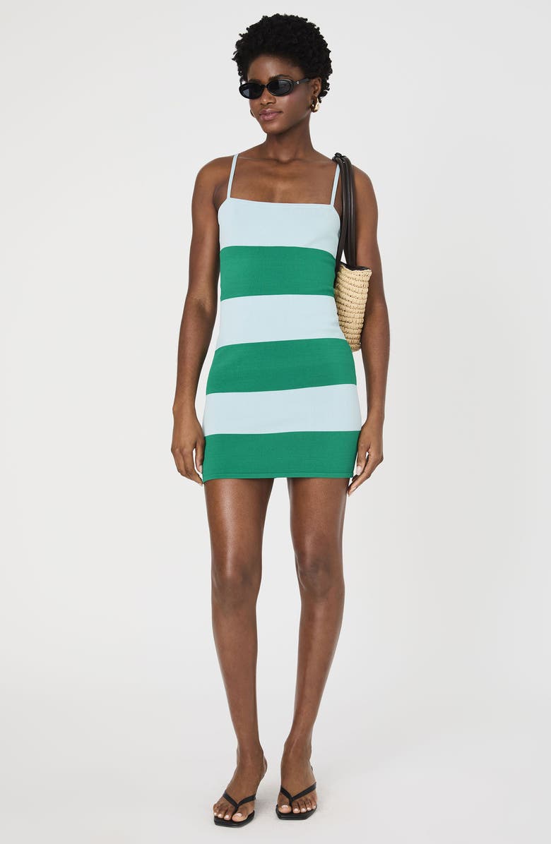 French Connection Colorblock Knit Body-Con Minidress, Alternate, color, Green/Light Dream Blue