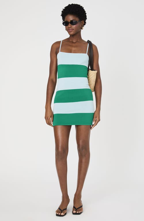 French Connection Colorblock Knit Body-con Minidress In Green/light Dream Blue