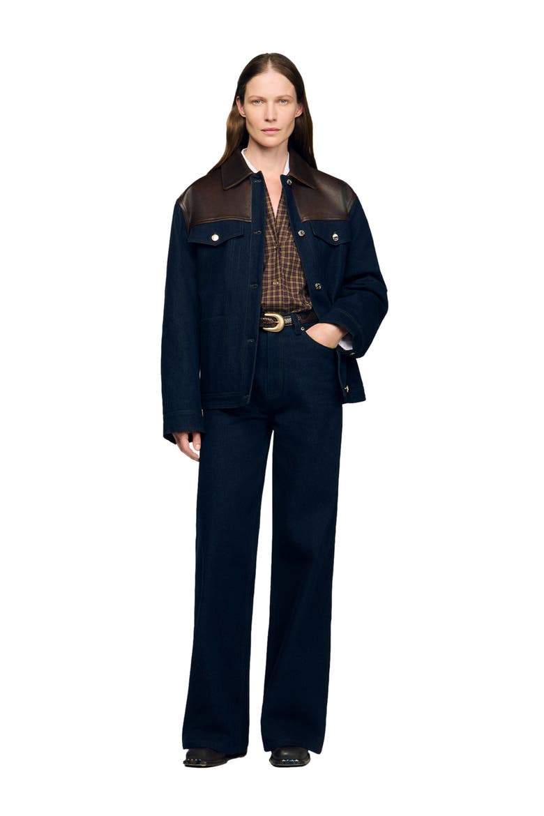 Wide-leg raw jeans, Alternate, color, Blue jean