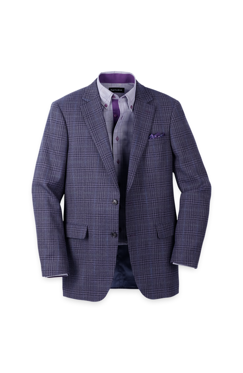 Paul Fredrick Cotton Blendsingle Breasted Notch Lapel Sport Coat, Main, color, Purple