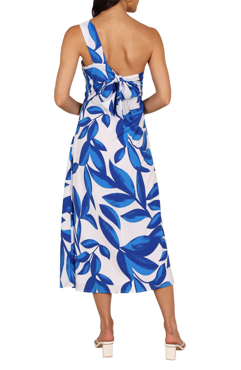 Petal & Pup Freddie Cutout One-Shoulder Midi Dress, Alternate, color, White/ Blue