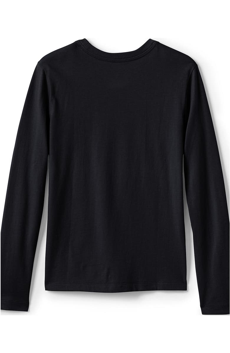 Lands' End School Uniform Girls Long Sleeve Essential T-shirt, Alternate, color, Black