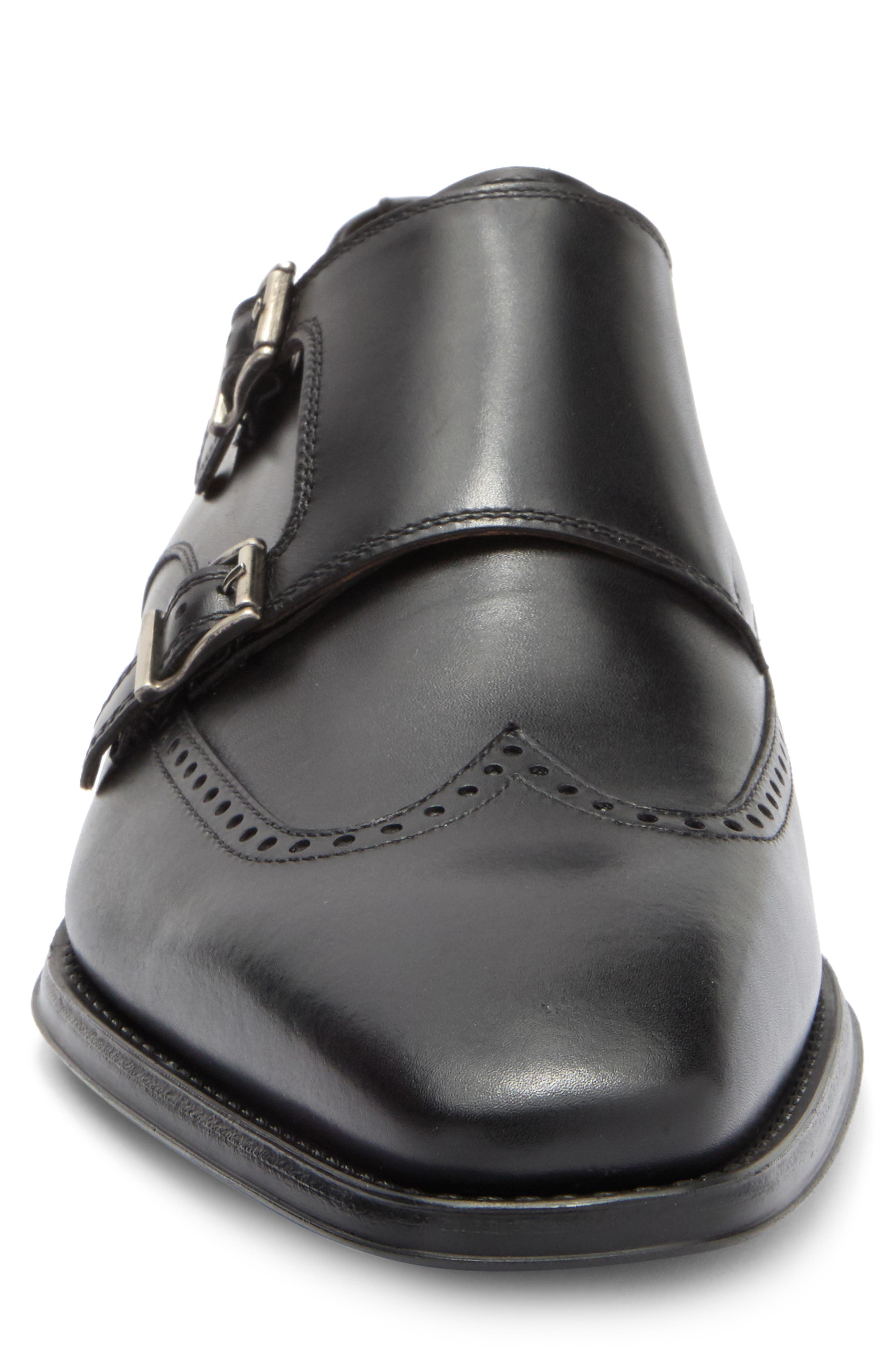 Magnanni Helios Wing Double Monk Strap Shoe, Alternate, color, Black