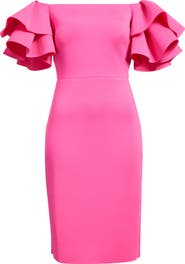 Eliza J Ruffle Sleeve Off the Shoulder Cocktail Dress