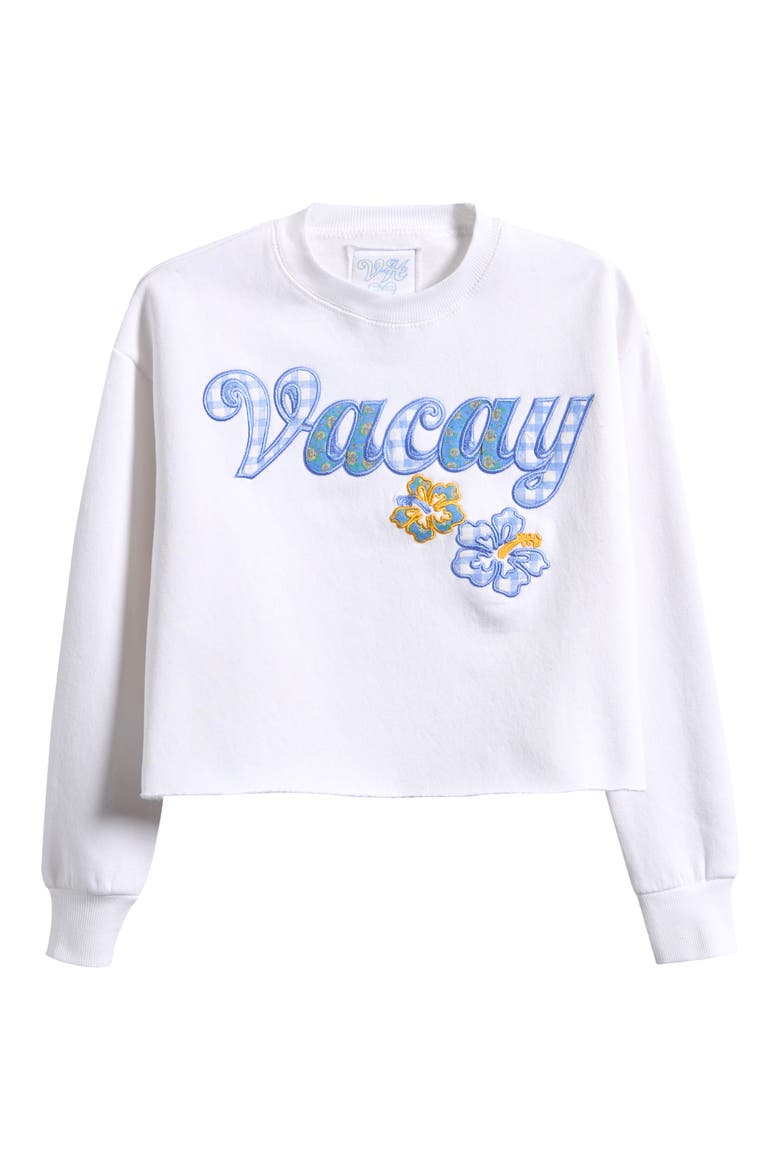 Kids' Vacay Crop Crewneck Sweatshirt, Main, color, WHITE