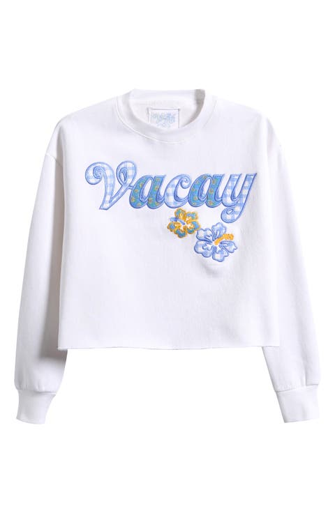 Kids' Vacay Crop Crewneck Sweatshirt (Big Kid)