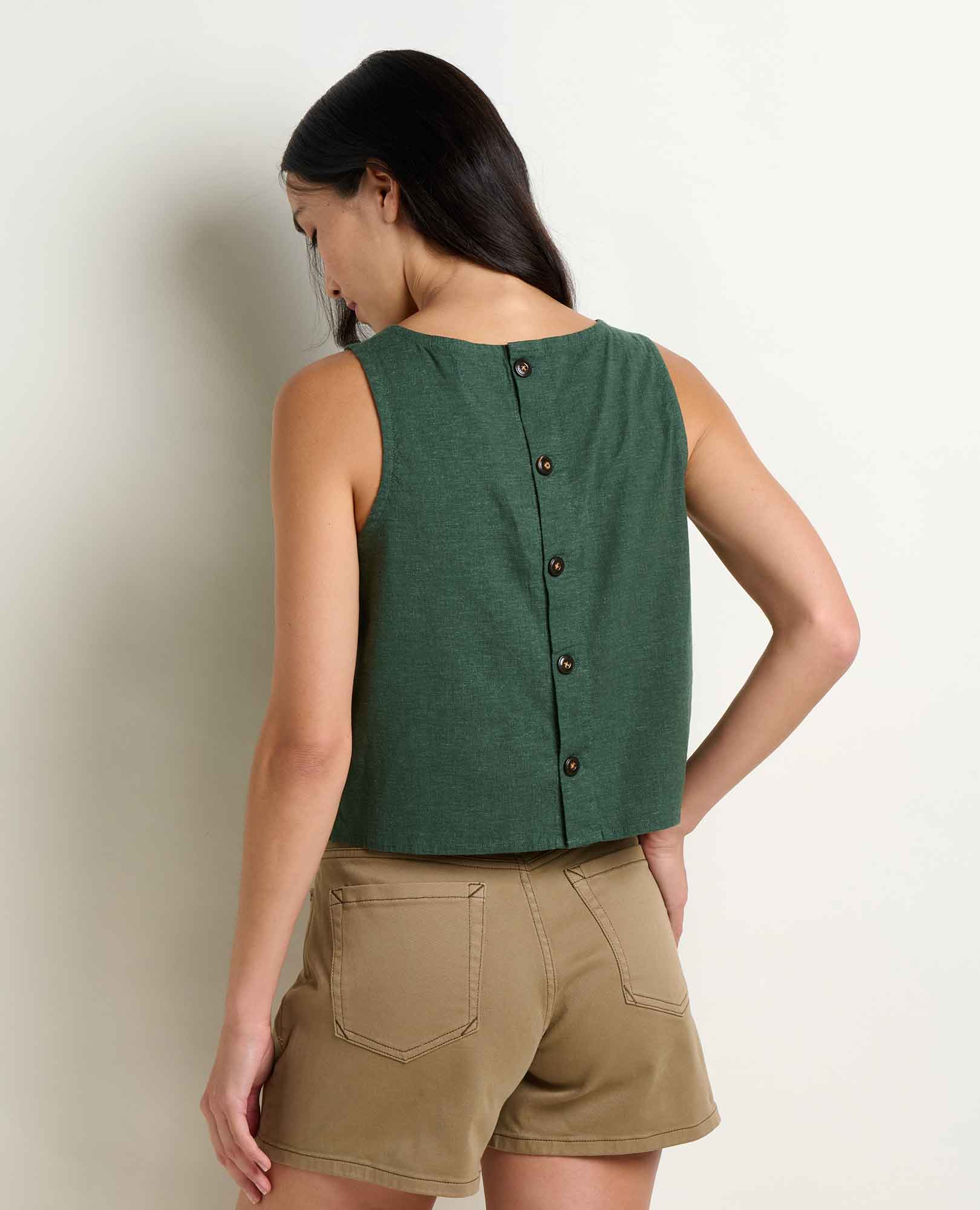 Toad And Co Taj Hemp Button Back Tank In Green
