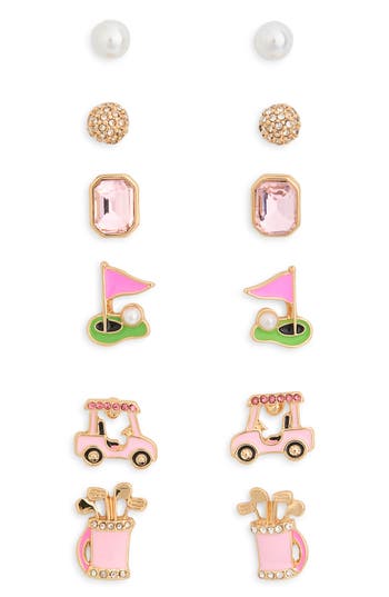 Leith Set Of 6 Golf Stud Earrings In Gold
