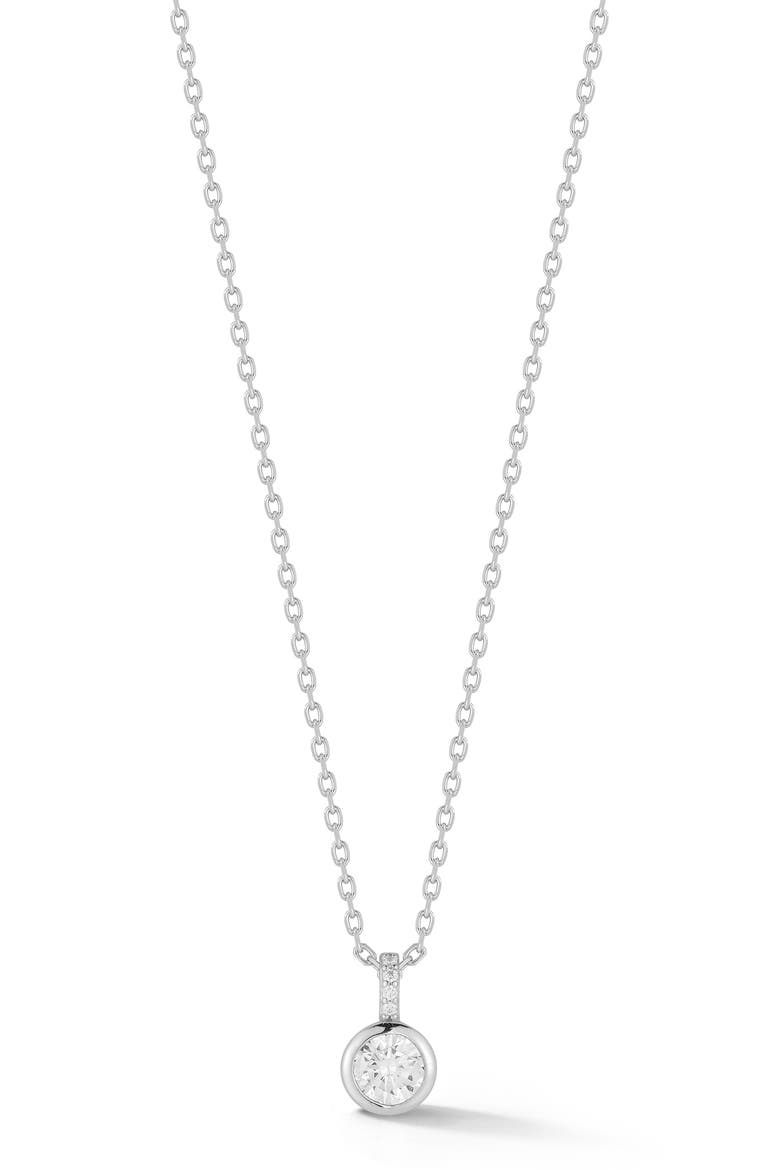 Bezel Set Cubic Zirconia Pendant Necklace, Main, color, SILVER