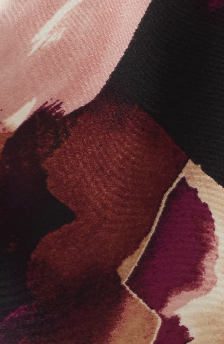 Anne Klein Printed Cowl Neck Satin Top, Alternate, color, Anne Black Multi