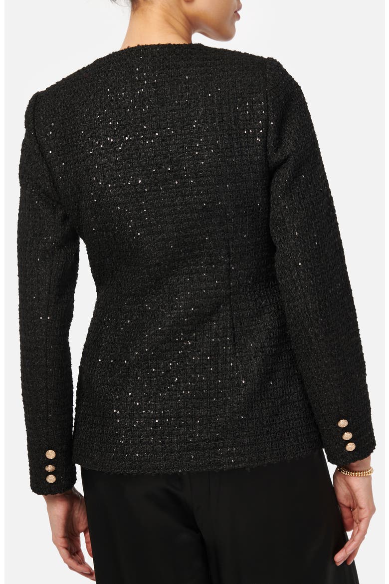Wrenley Sequin Tweed Jacket, Alternate, color, BLACK
