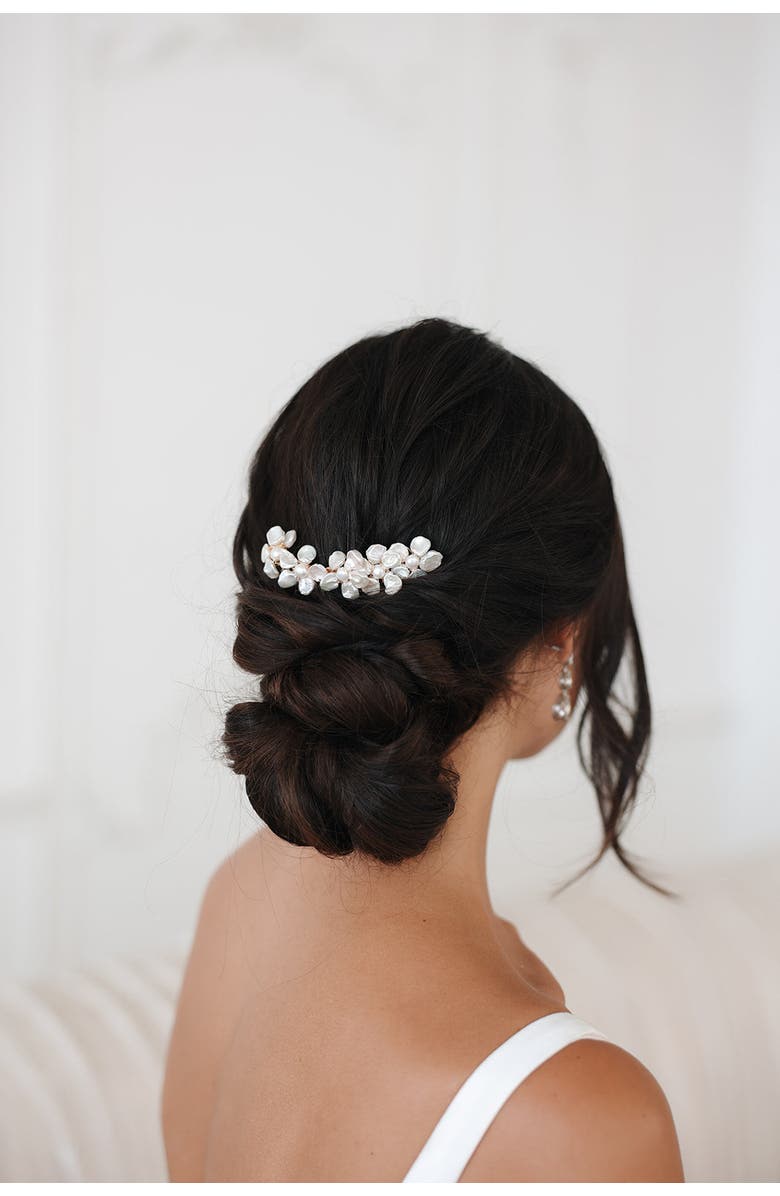 Untamed Petals Jules Baroque Pearl Hair Comb, Alternate, color, White