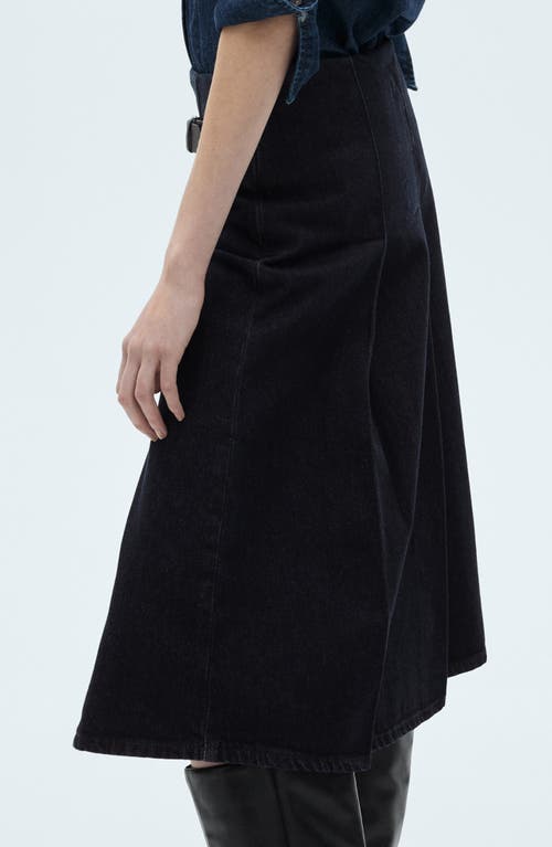 Mango Mara Pleated Denim Skirt In Dark Blue