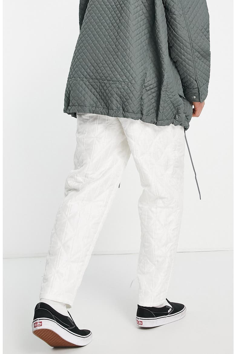 Oversize Quilted Tapered Trousers, Alternate, color, WHITE
