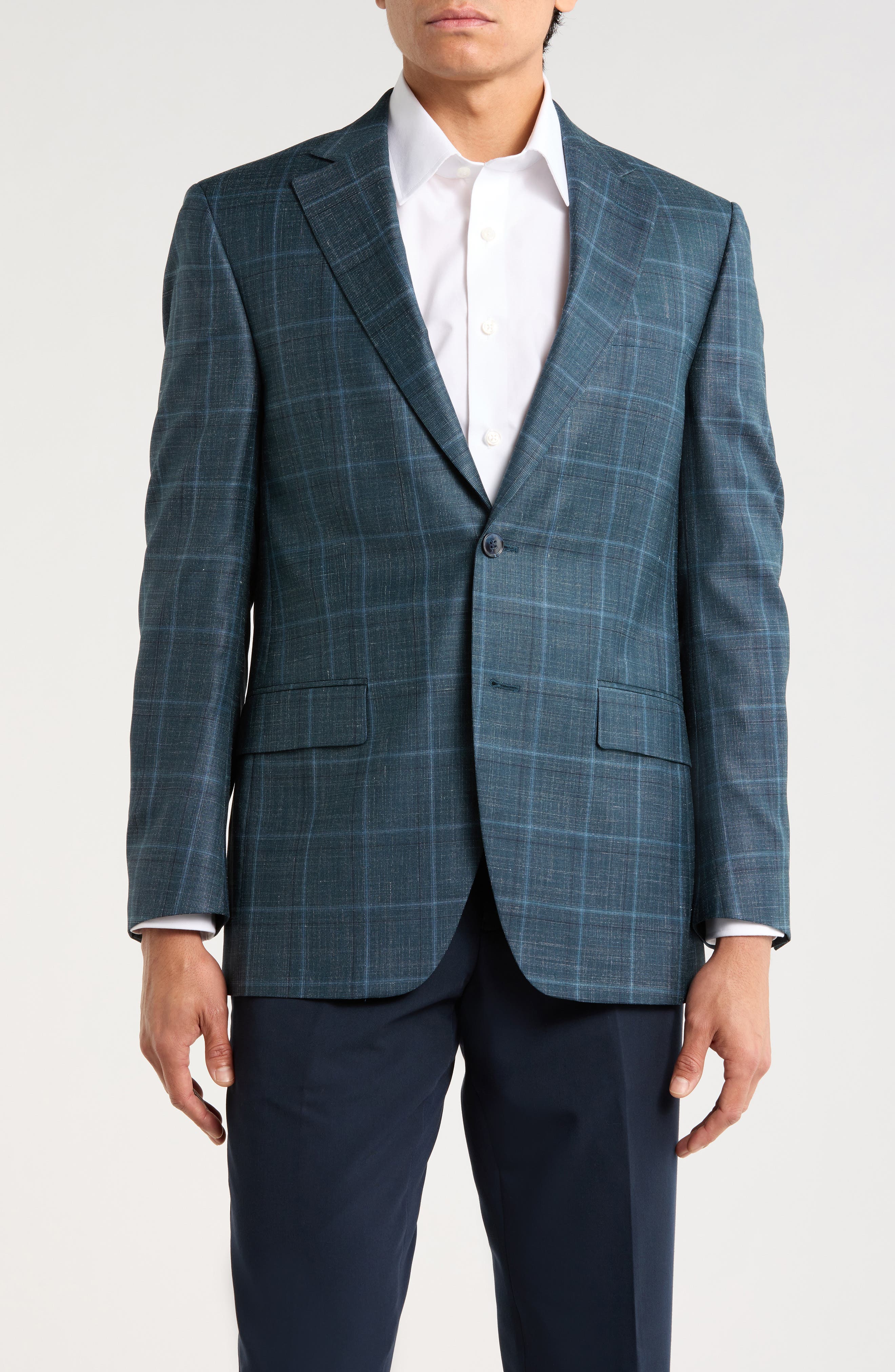 Peter Millar Flynn Classic Fit Plaid Wool Blend Sport Coat