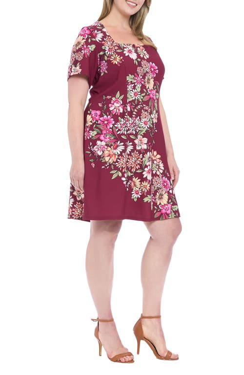London Times Floral Short Sleeve Fit & Flare Dress