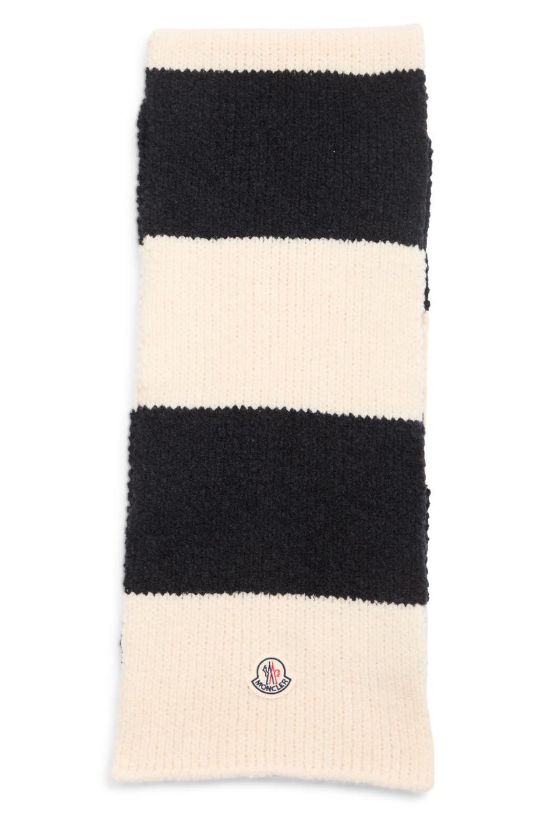 Stripe Virgin Wool Blend Scarf, Main, color, WHITE/ BLACK