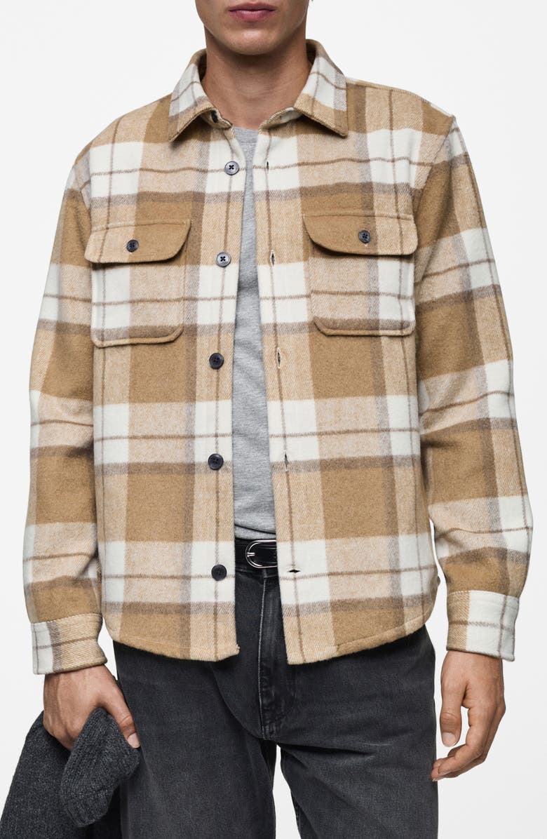 MANGO Check Flannel Overshirt, Main, color, 