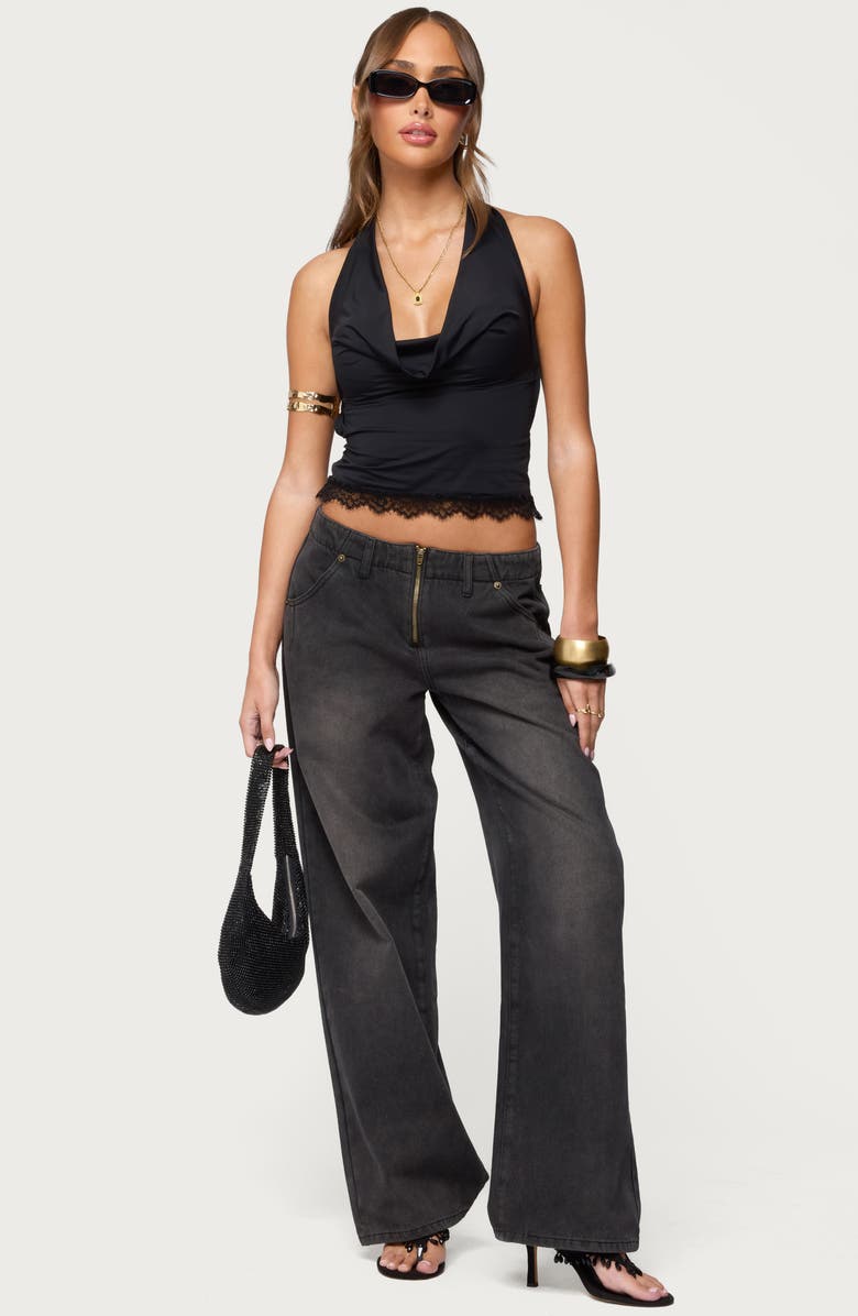 EDIKTED Aliyah Low Rise Wide Leg Jeans, Alternate, color, Black-Washed