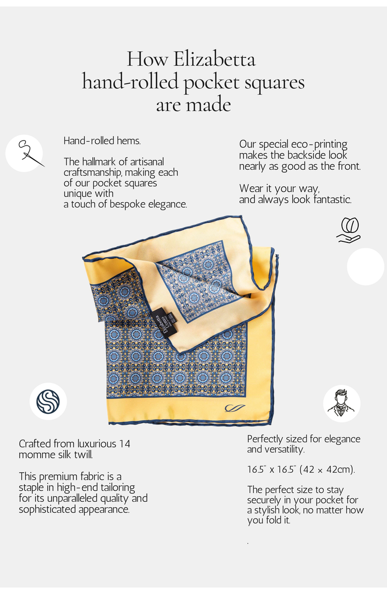Elizabetta Enrico - Silk Pocket Square for Men, Alternate, color, Green