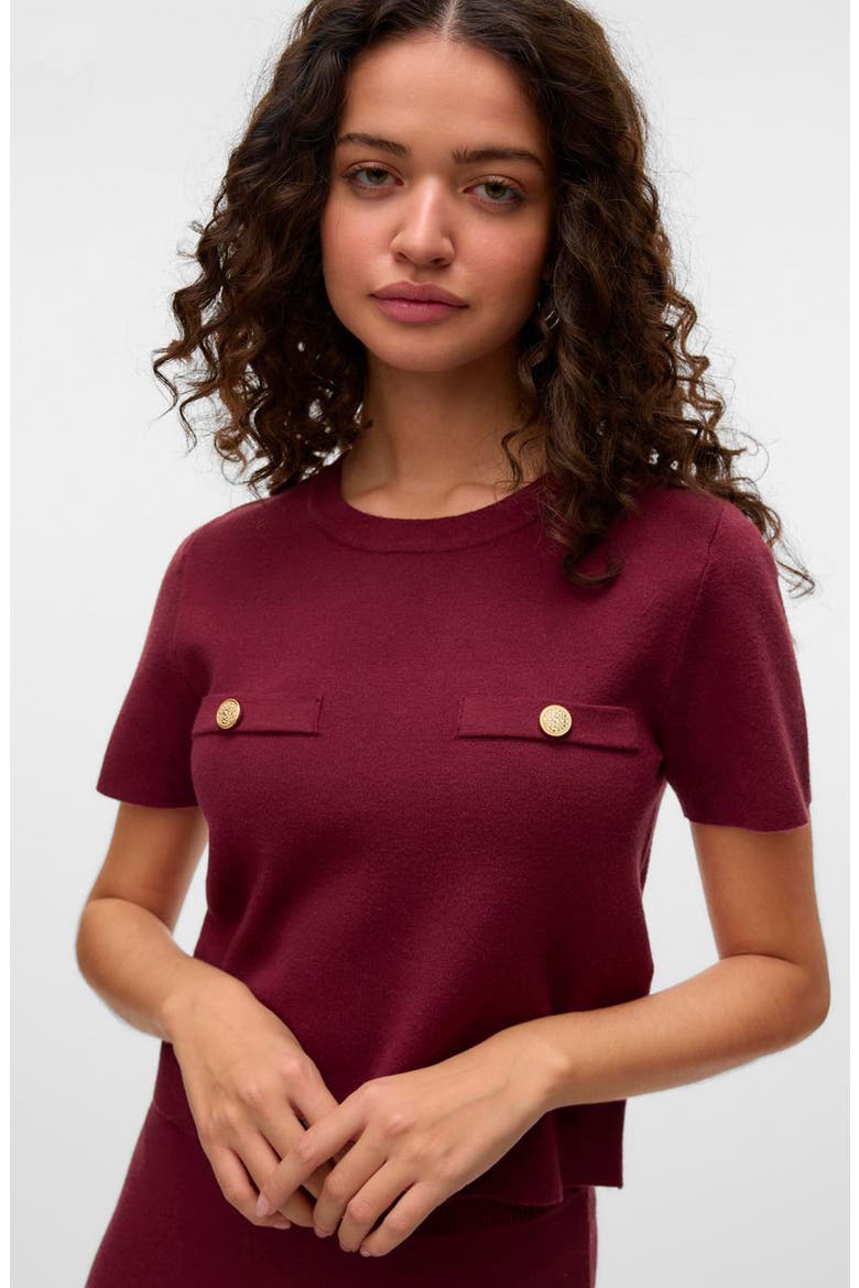 Kristen Short Sleeve Sweater, Alternate, color, SYRAH
