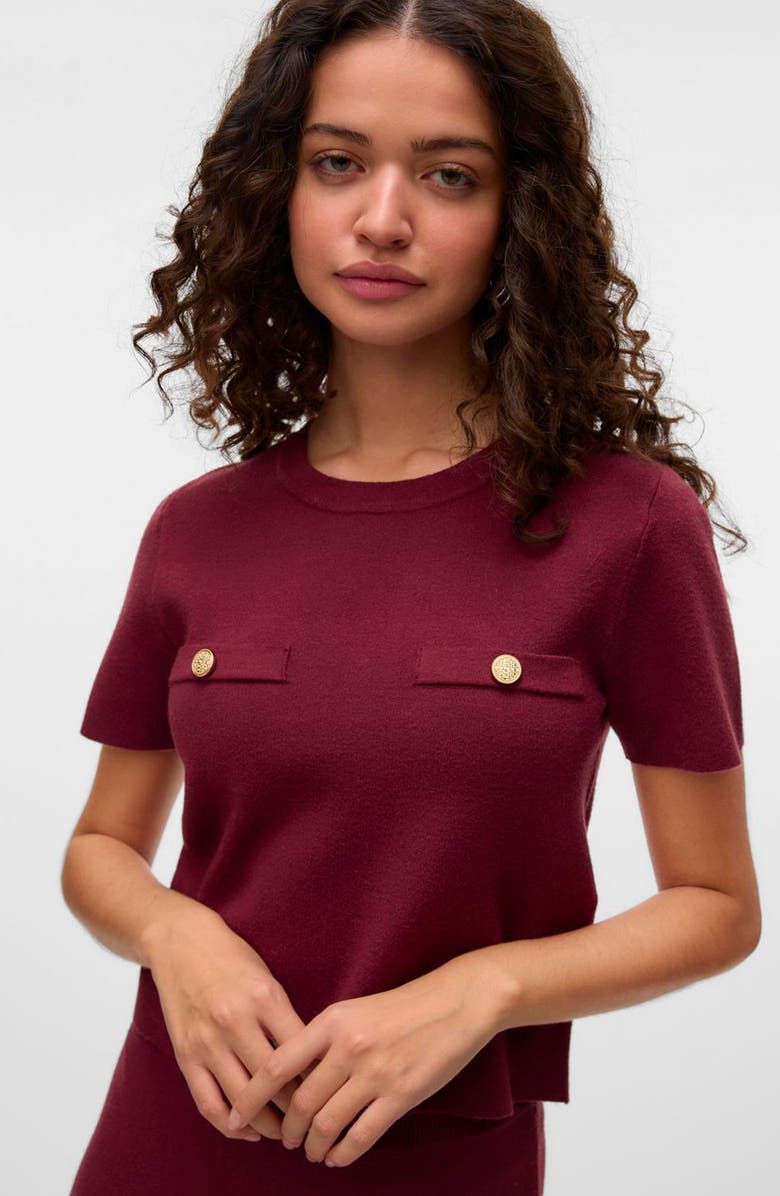 VERO MODA Kristen Short Sleeve Sweater, Alternate, color, Syrah