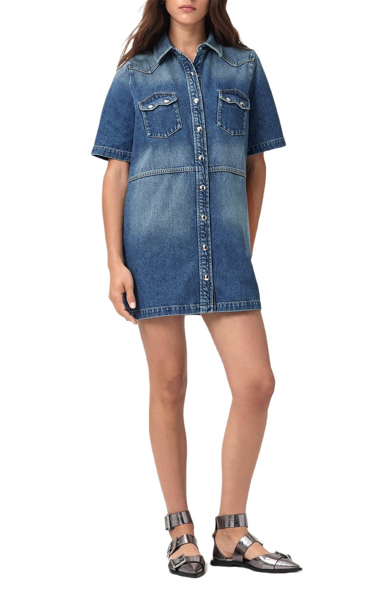 AllSaints Rock Short Sleeve Denim Shirtdress, Main, color, 