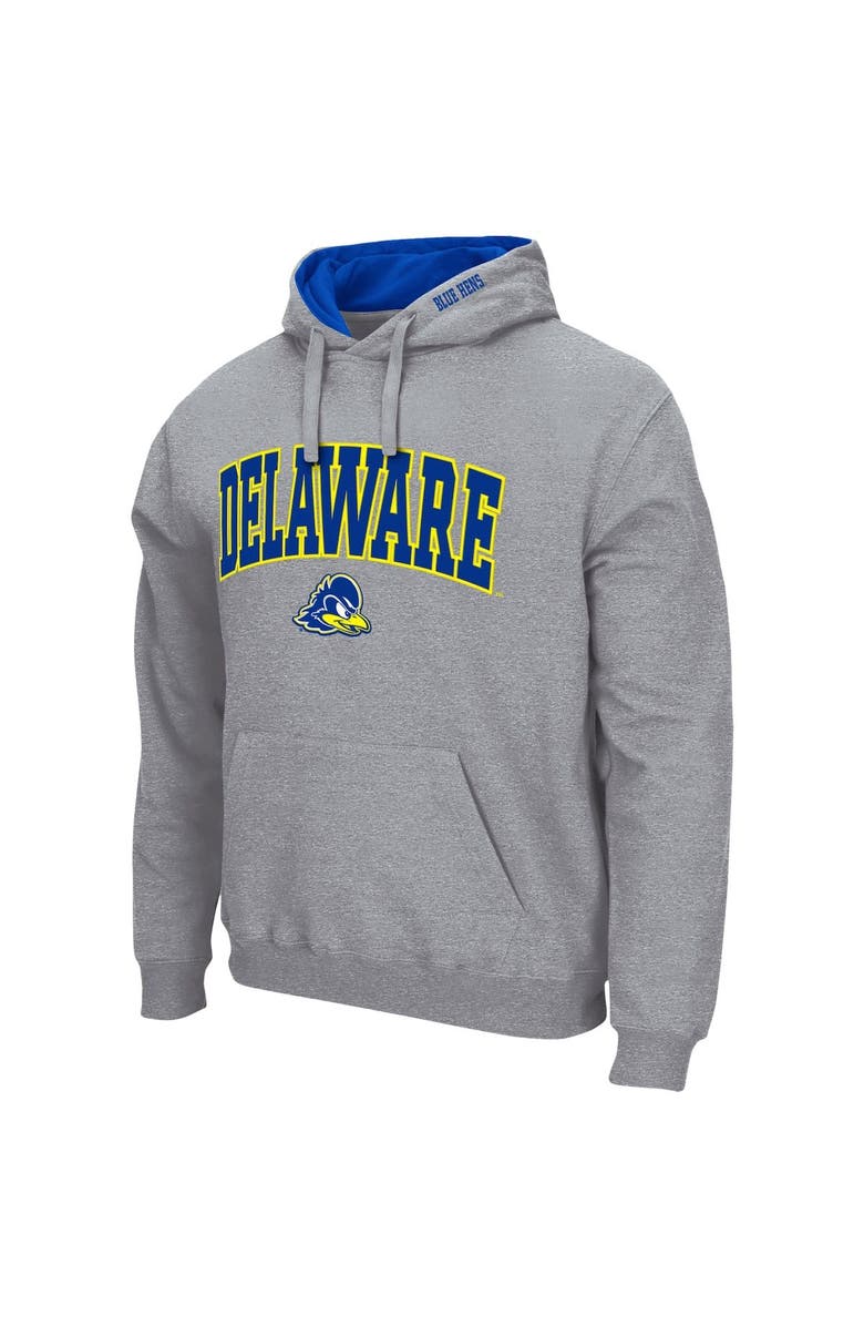 COLOSSEUM Men's Colosseum Heathered Gray Delaware Fightin' Blue Hens Arch & Logo 3.0 Pullover Hoodie, Alternate, color, Heather Gray