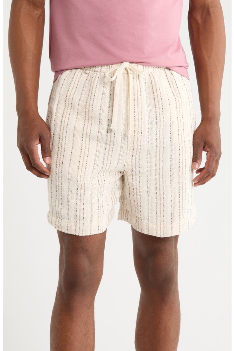 Stripe Textured Drawstring Shorts, Main, color, OFF WHITE