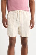 DENIM AND FLOWER Stripe Textured Drawstring Shorts