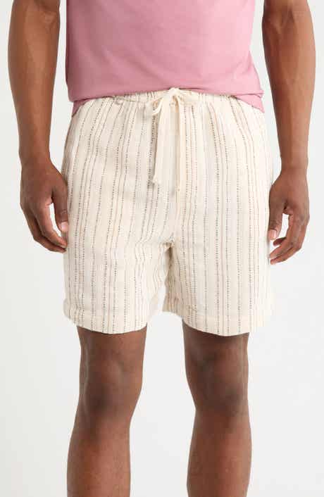 DENIM AND FLOWER Stripe Textured Drawstring Shorts