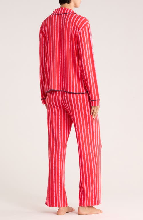 Honeydew Quiet Night Long Sleeve Button-up Top & Pants Pajamas In Red